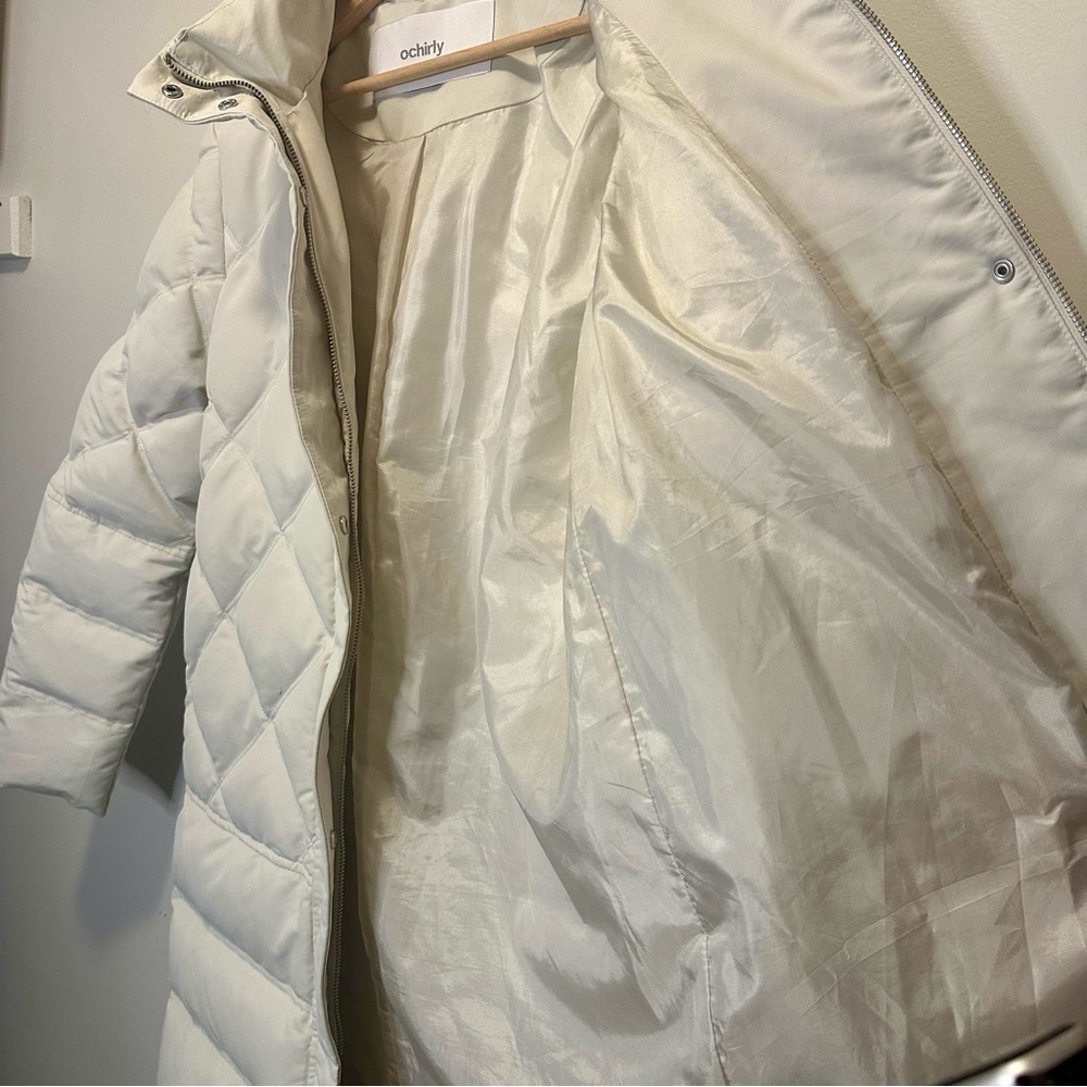 💥CLEAROUT💥Ochirly Long White Puffer Jacket w Detachable Hood Asia Large, 170/92A - Picture 7 of 10